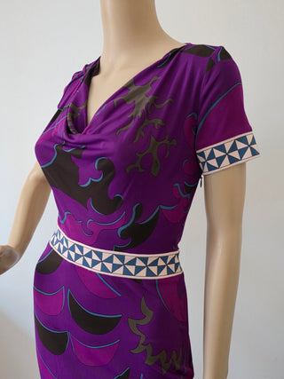 Emilio Pucci Purple Multicolor Signature Print Summer Dress 4 sz