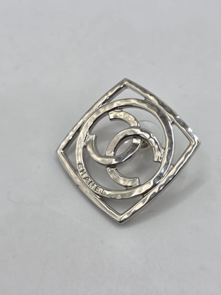 Chanel Silver-tone Interlocking CC Square Stud Earrings