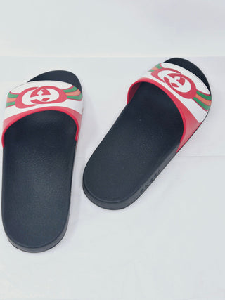 Gucci Red multicolor signature GG logo rubber sandals 40 sz