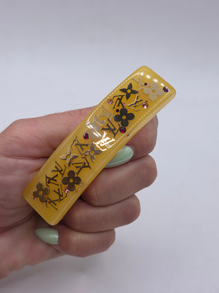 Louis Vuitton Gold-tone Yellow Resin Monogram Inclusion Hair Clip