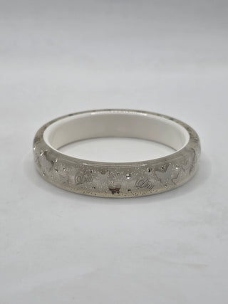 Christian Dior Silverstone Clear Butterfly Motif Logo Charm Bangle