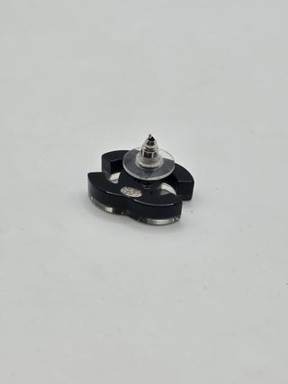 Chanel Black Gold-tone Glitter Resin CC Stud Single Earring