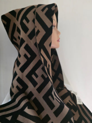 Fendi Brown FF Monogram Wool oversized scarf