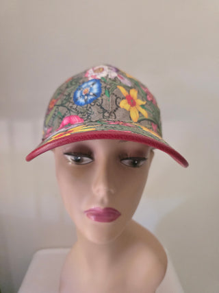 Gucci Beige GG Monogram floral Baseball Cap M sz