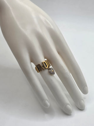 Christian Dior Gold-tone Crystal Heart J'Adior Cocktail Ring 6 sz