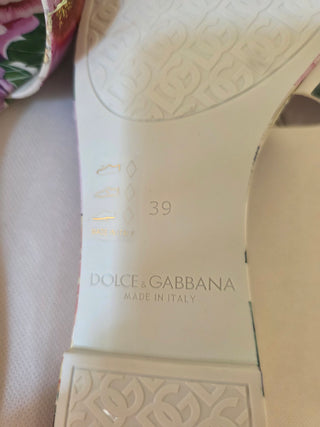 Dolce & Gabbana Multicolor Rubber DG logo Floral Print Slides 39 sz