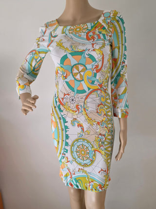 Emilio Pucci Multicolor Printed long-sleeved summer dress 38 sz
