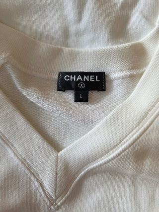 Chanel White Gold-tone CC Logo 2018 Paris-Greece T-Shirt L sz