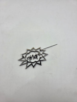Chanel Silver-tone Strass Logo Burst Brooch