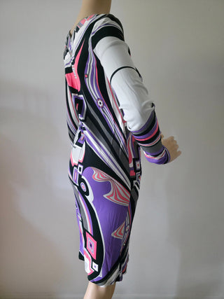 Emilio Pucci Purple Multicolor Signature Print Summer Dress S sz