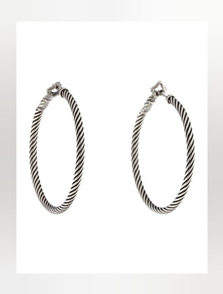 David Yurman Sterling Silver Cable Hoop Earrings