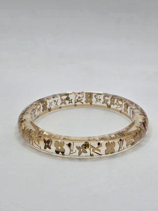 Louis Vuitton Clear Gold-tone Crystal Resin Inclusion Bangle