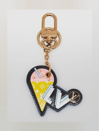 Louis Vuitton Goldtone Metal Multicolor Leather Ice Cream Key Holder Bag Charm