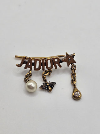 Christian Dior Gold-tone J'Adior Faux Pearl Drop Earrings