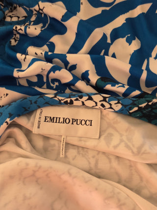 Emilio Pucci Blue Multicolor Signature Print Summer Dress 8 US sz
