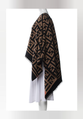 Fendi Brown FF Zucca Logo Pattern Oversized Shawl