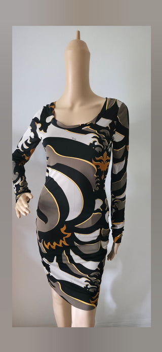 Emilio Pucci Brown Multicolor Signature Printed Mini Dress