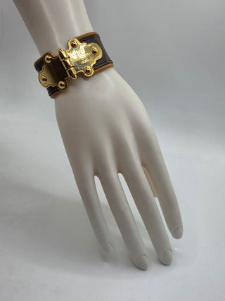 Louis Vuitton Brown LV Monogram Save It Wide Bracelet