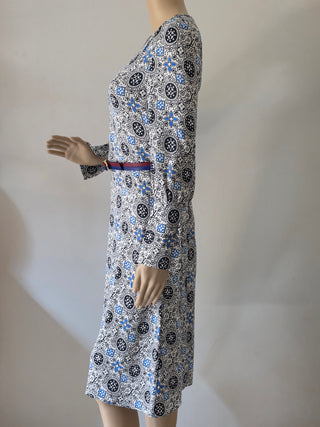 Louis Vuitton Black multicolor LV Monogram 2016 Midi Belted Dress XS | US2, FR34