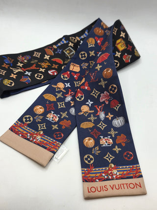 Louis Vuitton Black Navy Blue multicolor LV Monogram Silk Bandeau