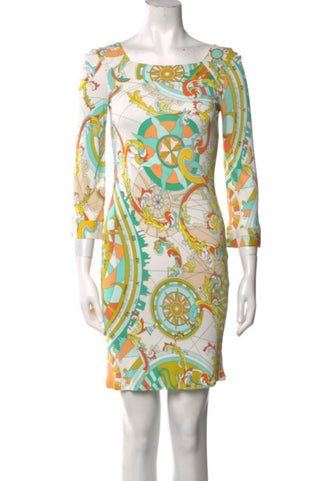 Emilio Pucci Multicolor Printed long-sleeved summer dress 38 sz