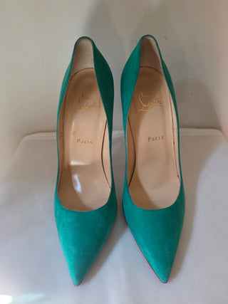 Christian Louboutin green suede So Kate Pointed-Toes pumps 41 sz