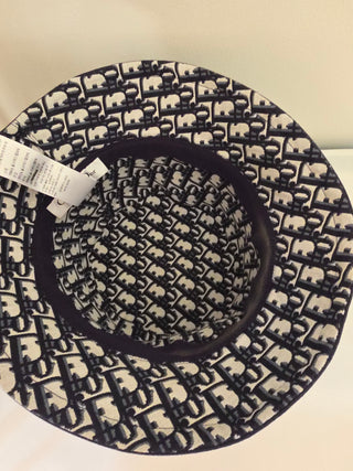 Christian Dior Navy Blue Logo Embroidered Canvas Bucket Hat M sz