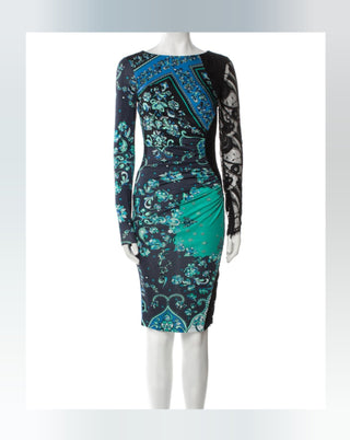 Emilio Pucci Black Green multicolor lace sexy dress 6 sz