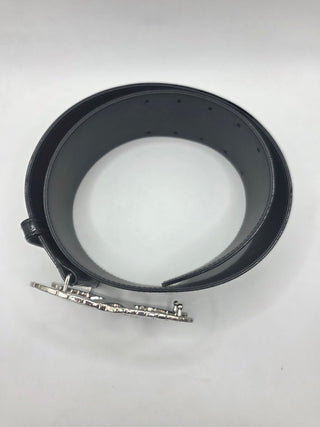 Chanel Black Patent Leather Interlocking CC Logo wide belt M sz