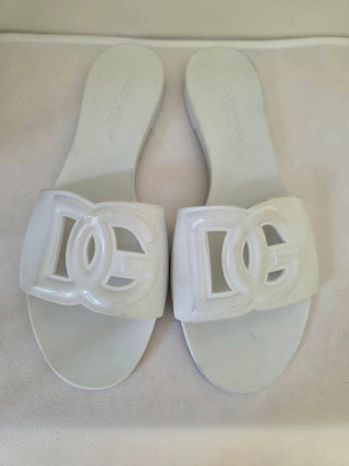 Dolce & Gabbana white rubber DG logo cutout sandals 39 sz
