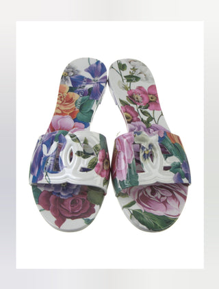 Dolce & Gabbana Multicolor Rubber DG logo Floral Print Slides 39 sz