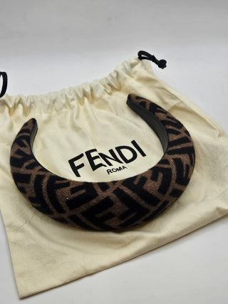 Fendi Brown FF Zucca Logo Pattern Print Headband