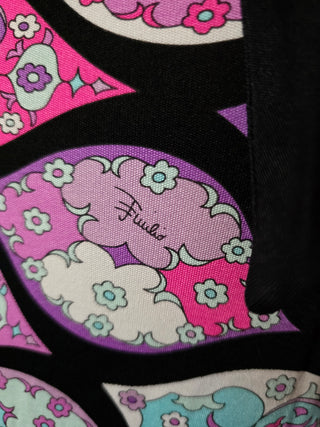 Emilio Pucci Purple Black multicolor printed Silk Mini Dress M sz