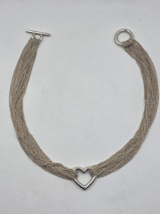 Tiffany & Co. Sterling Silver Heart Multi Strand Toggle Necklace