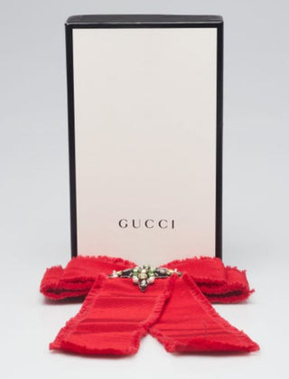 Gucci Red Grosgrain Ribbon Brooch