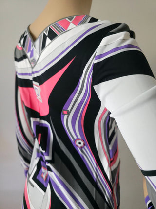 Emilio Pucci Purple Multicolor Signature Print Summer Dress S sz