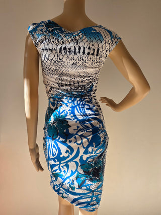Emilio Pucci Blue Multicolor Signature Print Summer Dress 8 US sz