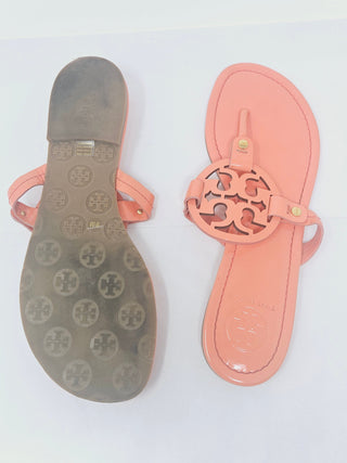 Tory Burch orange patent leather Reva thong sandals 9.5 US