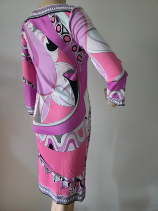Emilio Pucci Purple Multicolor long-sleeved printed summer dress S sz