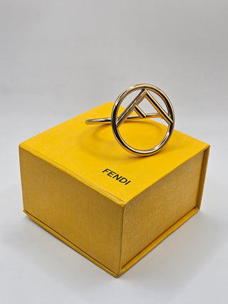 Fendi Gold-tone F Is Fendi Hinged Bangle Bracelet