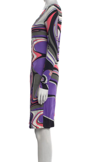 Emilio Pucci Purple Multicolor Signature Print Summer Dress S sz