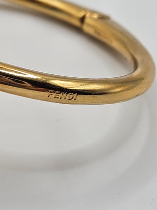 Fendi Gold-tone F Is Fendi Hinged Bangle Bracelet