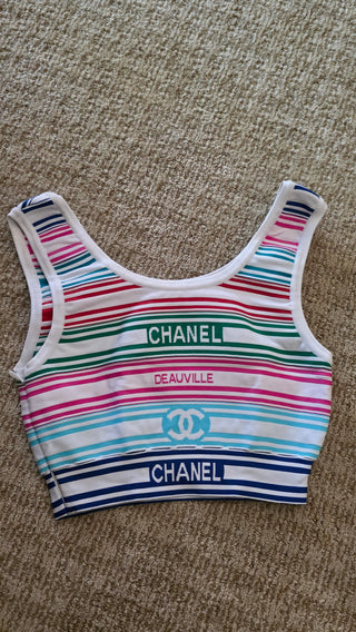 Chanel White multicolor Interlocking CC 2019 Striped Top S sz FR36