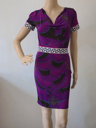Emilio Pucci Purple Multicolor Signature Print Summer Dress 4 sz