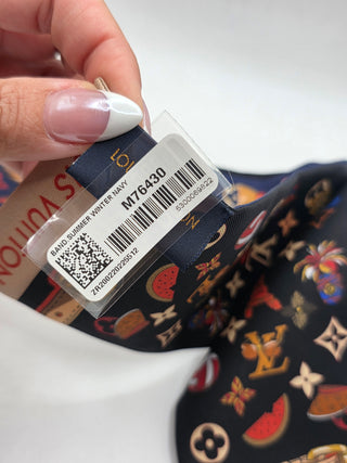 Louis Vuitton Black Navy Blue multicolor LV Monogram Silk Bandeau