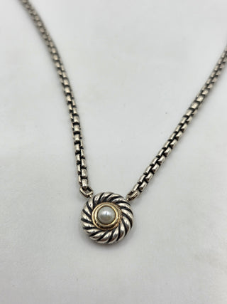 David Yurman Sterling Silver Pearl Cookie Pendant Necklace