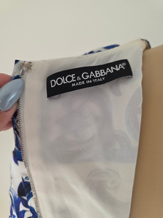 Dolce & Gabbana Blue Multicolor Silk Mini Dress IT38 sz