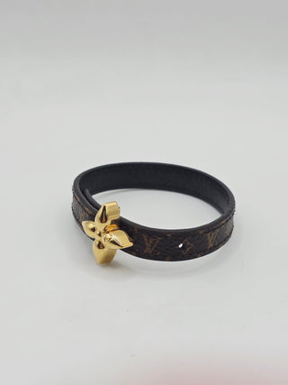 Louis Vuitton Brown LV Monogram Leather Mini Flowergram Bracelet