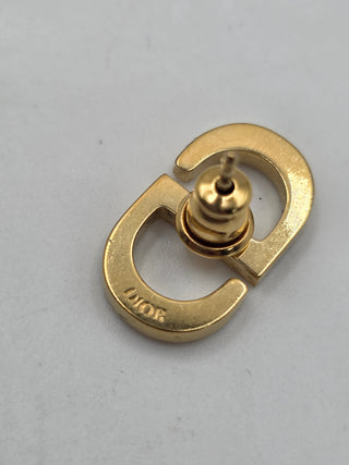 Christian Dior Goldtone Crystal CD Stud Earrings