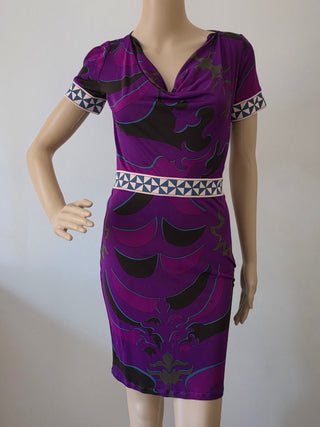 Emilio Pucci Purple Multicolor Signature Print Summer Dress 4 sz